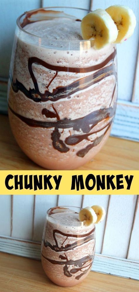 Chunky Monkey Cocktail - Both Dairy and Vegan Versions included! #chunkymonkey #cocktails #drinks Chocolate Monkey Alcohol Drink, Monkey Cocktail, Chunky Monkey Smoothie, Grumpy Monkey, Ice Chocolate, Vegan Cocktails, Monkey Coffee, Vegan Drinks Recipes, Fresh Recipe