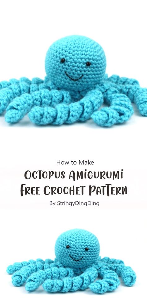 Diy Crochet Octopus Pattern, Crochet Amigurumi Free Patterns Octopus, Free Octopus Amigurumi Pattern, Crocheted Animal Stuffies, Crochet Octopus Free Pattern Easy, Nicu Crochet Octopus, Crochet Projects Octopus, Nicu Octopus Crochet Pattern Free, Octopus Pattern Crochet