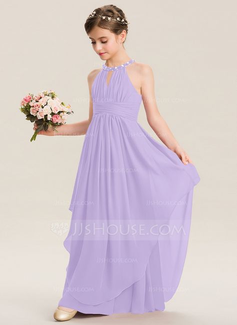 A-Line Scoop Neck Floor-Length Chiffon Junior Bridesmaid Dress With Ruffle Beading (009173287) - Junior Bridesmaid Dresses - JJ's House Kids Bridesmaid Dress, Kids Wedding Outfits, Braidsmaid Dresses, Disney Wedding Dresses, Ruffle Beading, Junior Bridesmaid Dress, Long Frocks, Eve Dresses, Cute Prom Dresses