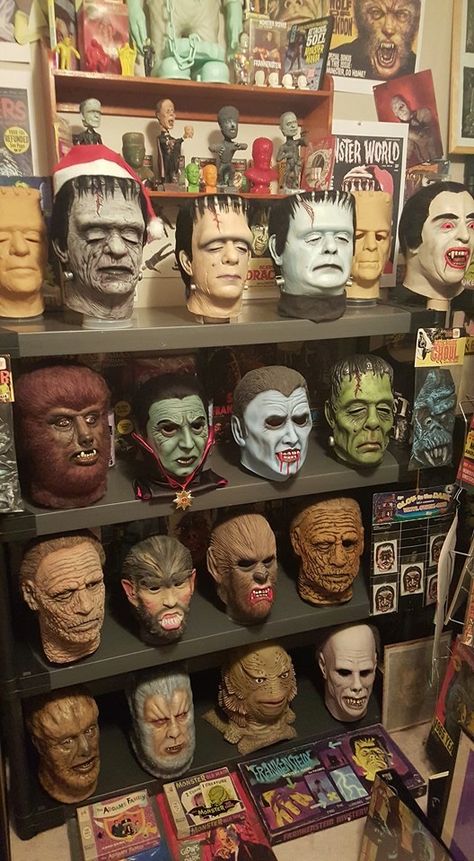 Horror Mask Collection, Horror Room, Classic Monster Movies, Horror Collection, Monster Mask, Horror Masks, Monster Toys, Horror Decor, Famous Monsters