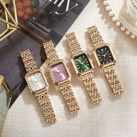 55+ Gold Powder, Womens Watches Luxury, Gold Alloys, Student Fashion, Design Minimalista, Square Watch, Women's Watch, Stainless Steel Band, Luxury Women