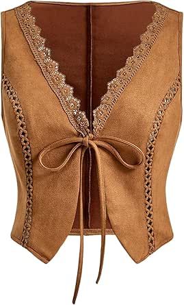 Kids Street Style, V Neck Vest, Leather Outfits Women, Western Vest, Leather Waistcoat, Lace Vest, Western Cowgirls, Western Cowgirl, Sleeveless Jacket