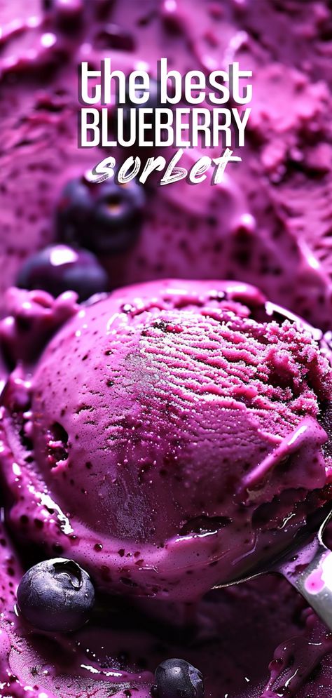 Blueberry Sorbet [25 Minutes] – Chasety Blueberry Sorbet Ninja Creami, Blueberry Lemon Sorbet Ninja Creami, Blueberry Sorbet Recipe, Blueberry Sherbet, Homemade Sorbet Recipe, Blueberry Gelato, Diy Sorbet, Berry Sorbet Recipe, Fruit Sorbet Recipe