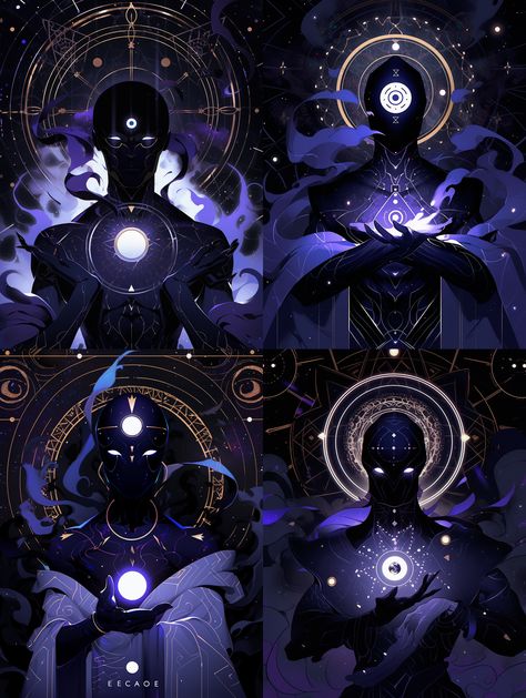 Moon God Character Design, Cosmic God Art, Celestial Being Concept Art, Cosmic Characters Design, Cosmic Character Design, God Of The Stars, Celestial Art Illustrations, Celestial Alien, Void Character Design