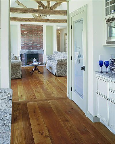 Using Hardwood Flooring in Kitchens | Carlisle Wide Plank Flooring Wide Plank Floors, Hardwood Floors In Kitchen, Rustic Apartment, Wood Floors Wide Plank, Oak Wood Floors, White Oak Floors, Wide Plank Flooring, Living Room Remodel, Wide Plank