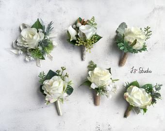 Ivory Boutonniere, Boutineer Wedding, Boutonniere Wedding Rustic, Fake Flowers Decor, Rustic Accessories, Rustic Boutonniere, Rose Boutonniere, Flower Lapel Pin, Artificial Flowers Wedding