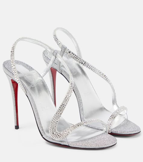 Louboutin Online, Christian Louboutin Sandals, Next Shoes, Red Louboutin, Silver Sandals, Leather Heels Sandals, Embellished Sandals, Red Heels, Leather Wedge Sandals