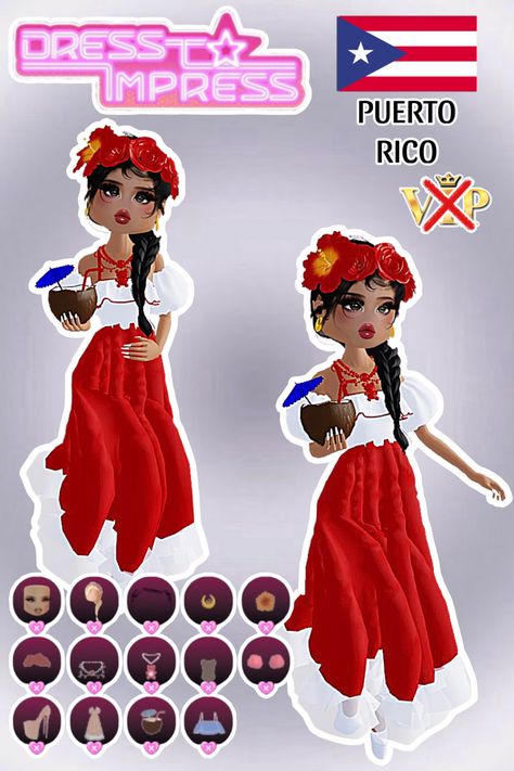 • 🏵️ • - #fyp #dti #dresstoimpress #dress #to #impress #roblox #dtiideas #aesthetic #outfitideas #dresstoimpressideas #idea #board #pin #robloxpin #robloxdti #robloxdresstoimpress Puerto Rico Dress To Impress, Your Culture Dress To Impress America, Puerto Rico Culture Clothes, Di Your Culture Theme, Dti Theme Your Culture, Dress To Impress Theme Your Culture, Country Dress To Impress, Dress To Impress Outfit Ideas No Vip, Dress To Impress Ideas No Vip