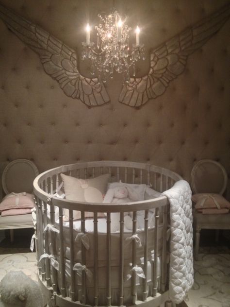 Baby & Child by Restoration Hardware - round crib...amazing Round Baby Cribs, Circle Crib, Round Cribs, Restoration Hardware Baby, Nursery Room Furniture, Upholstered Walls, Baby Nursery Furniture, Nursery Baby Room, Crib Bedding Sets