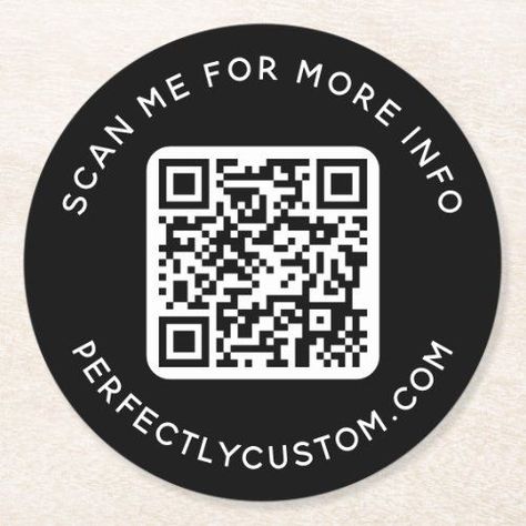 Black paper coaster with your custom QR code and two lines of custom text. Great for events or business to let their customers scan for more info, deals, online menu, to pay etc. Grey Gradient Background, Cosmetics Display Stand, Marble Sticker, Scan Me, Gray Gradient, Cosmetic Display, Black Stickers, Business Stickers, Paper Coaster