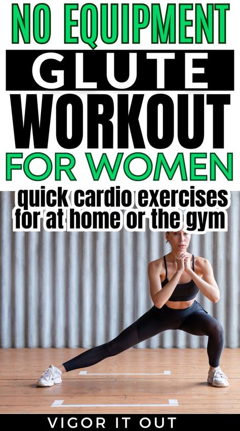 Effective but great for beginners and easy because it's a cardio no equipment glute workout! Glute work out for women that can be done at the gym or at home. Leg and glute exercise routine that is quick and powerful for strong lifted glute muscles. Work Out Glutes, Cardio No Equipment, Quick Workout At Home, Glute Workout Routine, Glute Exercise, Toned Glutes, Beginners Exercise, Glute Muscles, How To Work Out