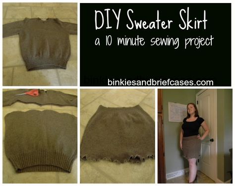 how to make a sweater skirt in ten minutes Sweater Skirts, Pattern Outfits, Diy Sweater, Simple Skirt, Skirt Tutorial, Fashion Diy, Needle Work, How To Sew, Learn To Sew