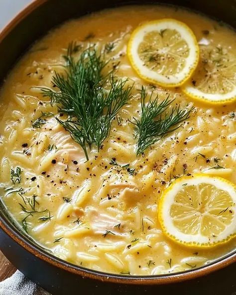 Creamy Lemon Orzo Chicken Soup Creamy Chicken Lemon Orzo Soup, Lemon Chicken Couscous Soup, Turkey Lemon Rice Soup, Lemony Chicken And Orzo Soup, Vegan Lemon Orzo Soup, Creamy Lemon Chicken Orzo Soup Crockpot, Creamy Lemon Orzo Soup, Greek Lemon Soup Orzo, Lemon Chicken Orzo Soup Crockpot