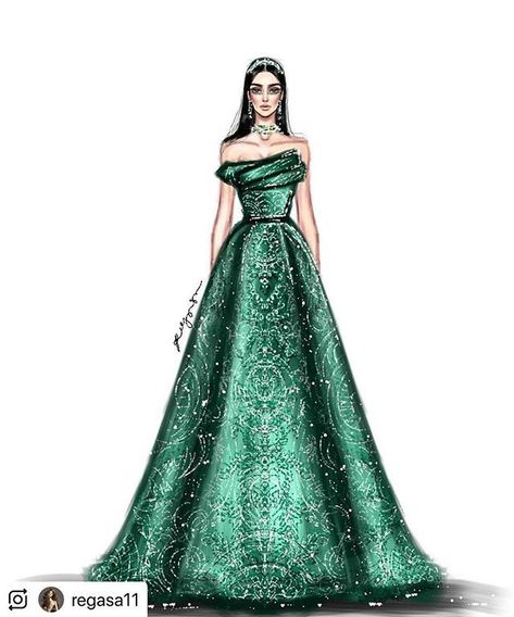 Fashion Design Sketches Dresses, Asgardian Dress, 50 Blouse Designs, White Couture, Met Gala Outfits, Fashion Dream Job, Fashion Design Books, Fashion Figure Drawing, Long Green Dress