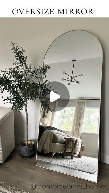 Donna Delaine Dyck / Home decor & design on Instagram: "I’ve been searching for an oversize arched mirror that doesn’t break the bank… and I found one✨ This is a great size, it’s 76x34..(big, but not so big that I can’t move it around if needed) A gold frame in a matte finish, not too bright or brassy (it’s available in black too). And it’s such a fabulous price right now! Click the link in bio to head to my LTK..or Comment ‘shop’ for the link✨ Happy Friday all! #walmartfind #goldmirror #archmirror #oversizemirror" Large Arc Mirror, Oversized Arched Floor Mirror, Oversized Gold Mirror, Gold Arch Top Wide Floor Entry Mirror, Gold Widw Oversized Entry Mirror, Arched Mirror, Walmart Finds, Arch Mirror, Move It