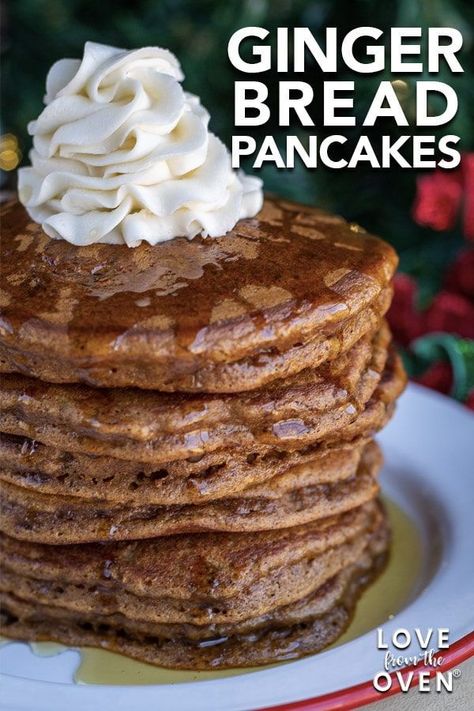 Gingerbread Pancakes. Delicious, easy and fluffy gingerbread pancake recipe. Great for Christmas breakfast ideas! #gingerbread #pancakes #holidaybreakfast #christmasbreakfast #christmasrecipes #christmasbaking #pancakerecipes #recipes #cooking #breakfast Gingerbread Pancakes Recipe, Gingerbread Pancakes, Christmas Breakfast Ideas, Yummy Pancake Recipe, Bread Pancakes, Cooking Breakfast, Breakfast Party, Enjoy Your Meal, Savory Cakes