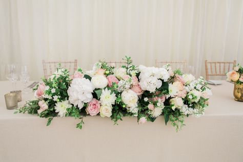 Wedding Top Table Flowers, Flowers Arrangements Wedding, Floral Arrangements Ideas, Top Table Flowers, Wedding Top Table, Table Centerpiece Flower, Garden Marquee, Table Floral Arrangements, Table Arrangements Wedding