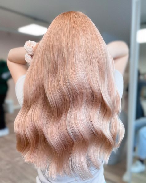 Peach Hair Colors, Light Strawberry Blonde, Bob Hair Color, Pink Blonde Hair, Strawberry Blonde Hair Color, Hair Color Rose Gold, Peach Hair, Beautiful Hair Color, Strawberry Blonde Hair