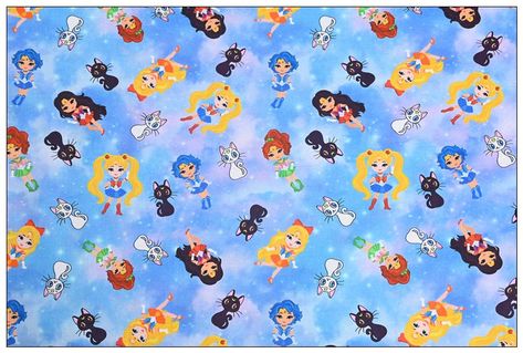 Cartoon Sailor Moon Cotton Fabric Printed Plain Sewing Cloth Fabrics 43Inch x 1/2 Yard Cute Cotton Cartoon Print Sets, Anime Fabric Pattern, Sailor Moon Blanket Pattern Wallpaper, Winnie The Pooh Fabric Cotton, Sanrio Fabric Print, Sewing Clothes, Sailor Moon, Printing On Fabric, Cotton Fabric