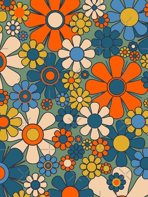 Education Moodboard, 60s Flower Pattern, Homecoming 2024, 70s Floral Pattern, 60s Patterns, 60s Art, Art Hippie, Retro Garden, 70s Floral