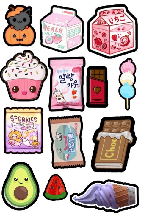 Foods Stickers Printable, Cute Stickers Printable Kawaii Food, Toca Boca Items Printable, Toca Boca Food Printable, Cute Food Stickers Printable, Stiker Aesthetic Printable, Cute Stickers Printable Aesthetic, Cute Kawaii Stickers Printable, Stiker Kawaii Cute