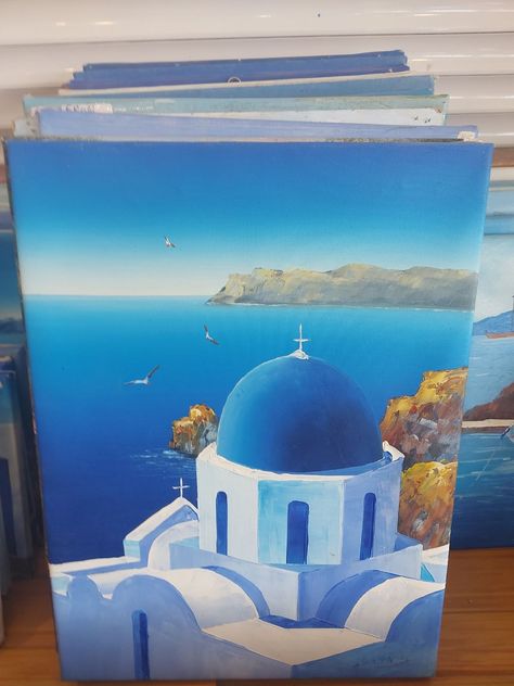 Santorini Painting Acrylic, Thumbnail Drawings, Santorini Painting, Greece Painting, Girl Drawing Sketches, Painting Art Lesson, Marmaris, Amazing Art Painting, Painting Art Projects