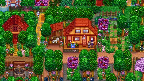 Stardew Valley Pelican Town Decoration, Stardew Aesthetic, Stardew Valley Greenhouse, Stardew House, Stardew Ideas, Stardew Farm, Stardew Valley Farm, 70s Architecture, Stardew Farms