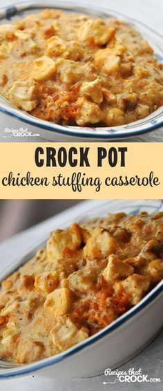 This Crock Pot Chicken Stuffing Casserole is a classic family favorite! Crockpot Crowd, Crock Pot Chicken Stuffing, Casserole Crockpot Recipes, Chicken Stuffing Casserole, Chicken And Stuffing, Chicken Stuffing, Creamy Chicken Casserole, Crock Pots, Stuffing Casserole