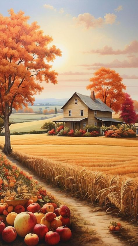 Autumn Scenes Country Life, Imvu Backgrounds, Halloween Cutouts, Farm Wallpaper, Free Fall Wallpaper, St Patricks Day Pictures, Fall Scenes, Fall Backgrounds Iphone, Fall Artwork