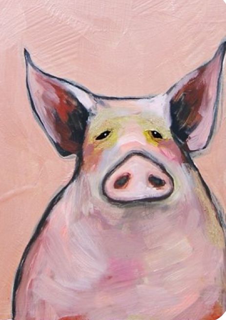 Tiny Canvas Art, Pig Paintings, Eli Halpin, Rodeo Art, Embroidery Animals, Needlework Christmas, Pig Painting, Teen Art, Pig Art