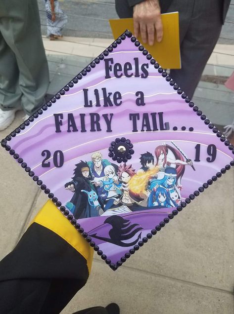 #anime #fairytail #Graduate #graduation #fairy #tail #2019 Anime Cap Ideas For Graduation, Graduation Cap Anime Designs, Anime Cap Decoration Graduation, Anime Grad Cap Ideas, Anime Graduation Cap Designs, Naruto Graduation Cap, Anime Graduation Cap, Anime Graduation, Senior Caps