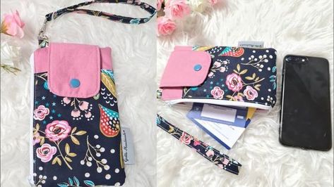 Diy Phone Pouches, Telephone Bag, Diy Small Bag, Phone Bag Diy, Sewn Bags, Phone Bag Pattern, Smartphone Pouch, Pochette Portable, Smartphone Bag