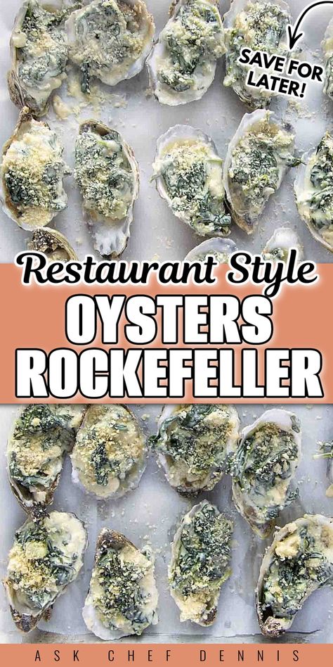 Oyster Rockerfella Recipe, Oyster Rockefeller Recipe No Shell, Oyster Rockefeller Casserole, Oysters Rockefeller Recipe Easy, Rockafeller Oysters Recipes, Rockefeller Oysters Recipes, Oyster Rockefeller Recipe Baked, Fresh Oyster Recipes, Grilled Oysters Rockefeller Recipe