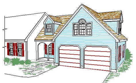 Cape style Garage and entry addition with Master BR suite over ... Garage Mirror, Addition Over Garage, Garage Addition Ideas, Ranch Addition, House Expansion, Garage Additions, Barn Office, Cape Cod House Plans, House Additions