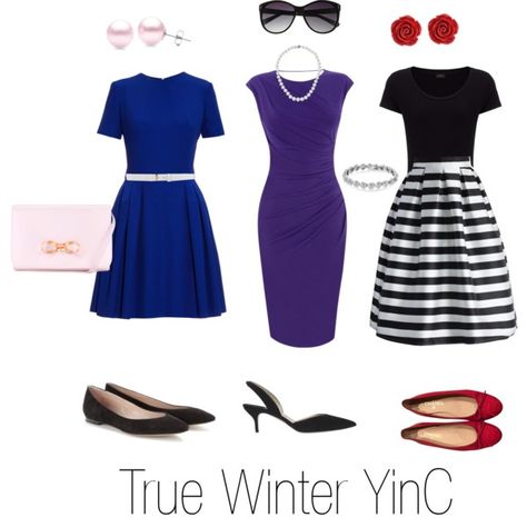 True Winter Yin Classic by winter-belle on Polyvore featuring moda, Alexander McQueen, Oasis, Joseph, Chicwish, ChloÃ©, Chanel, Paul Andrew, Ted Baker and Suzy Levian True Winter Palette, Bright Winter Outfits, True Winter Color Palette, Soft Classic Kibbe, Cool Winter Color Palette, Dyt Type 4 Clothes, Kibbe Romantic, Color Outfits, Winter Color Palette