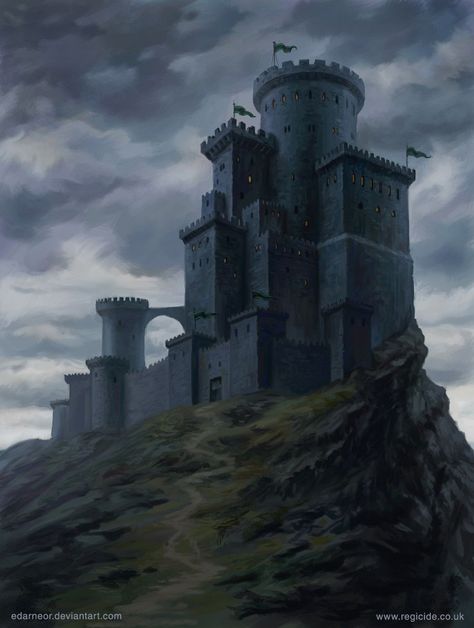 Dnd Castle Art, Medieval Castle Art, Dnd Castle, Evil Castle, Stone Kingdom, Fantasy Castle Art, Landscape Castle, Dark Medieval, Castle Black