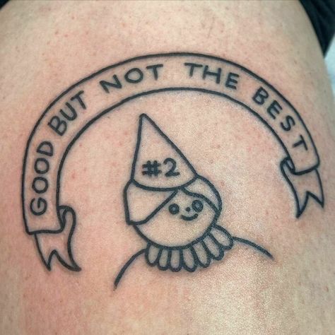 No Regrets Tattoo Funny, Funny Men’s Tattoos, Weird Tattoos Unique Drawing, Obsession Tattoo Ideas, Weird Cool Tattoos, Tattoo Ideas Quirky, Funny Matching Tattoos For Siblings, Meme Tattoos Funny, Funny Quote Tattoos