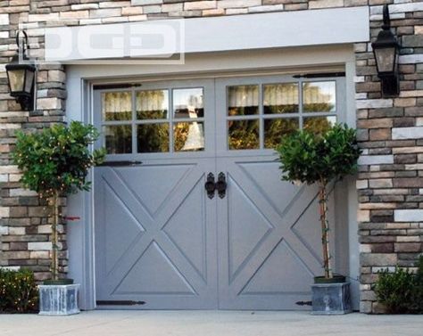 french door garage doors | Our French Inspired Home: European Style Garages and Garage Doors Cheap Garage Doors, Garage Door Colors, Carriage House Garage Doors, Garage Door House, French Chateau Style, Garage Door Windows, French Inspired Home, Custom Garage Doors, Garage Door Ideas