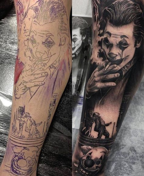 Joker Tattoo Design Black And Grey, Arm Cover Up Tattoos, Joker Tattoo Design, Realistic Tattoo Sleeve, Forearm Sleeve, Wild Tattoo, Tattoo Inspiration Men, Joker Tattoo, Forearm Tattoo Women