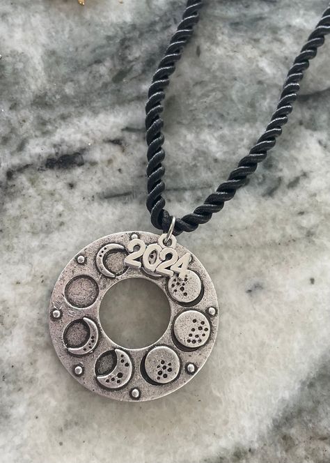 Lunar Moon Phases, Eclipse Jewelry, Eclipse Necklace, Lunar Moon, Jewelry For Men, April 2024, Rope Necklace, Solar Eclipse, Moon Phases