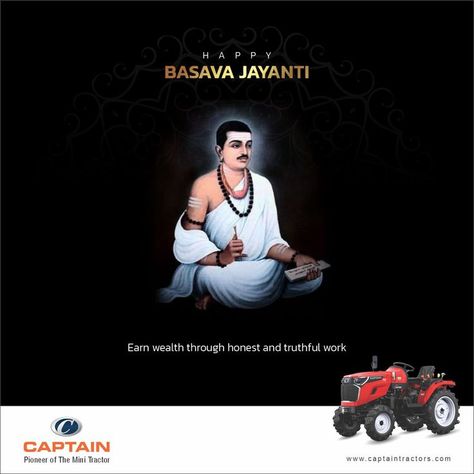 Happy Basava Jayanti Earn wealth through honest and truthfull work #BasavaJayanti #EarnWealth #truthful #world #india #tractor #captaintractors Happy Basava Jayanti Images, Basava Jayanti, Jijamata Images Jayanti, Mahavir Jayanti Wishes, Mahavir Jayanti Post, Healthcare Ads, Artistic Wallpaper, Tractor, Health Care