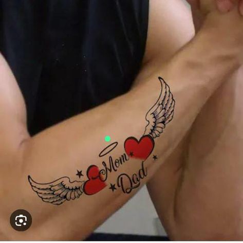 In Loving Memory Tattoos Husband, Mum Tattoo In Memory Of, Mom Remembrance Tattoos, Mom And Dad Memorial Tattoos, Memorial Heart Tattoo, Tombstone Pictures, Mom And Dad Tattoo, Family Heart Tattoos, Mum And Dad Tattoos