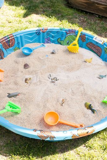 Sand Pit - Dig for buried treasure! Under the Sea birthday party Birthday Party Under The Sea, Under The Sea Birthday Party, Ocean Birthday Party, Bubble Guppies Birthday, Sand Pit, Beach Birthday Party, Ocean Birthday, Under The Sea Birthday, Shark Birthday Party