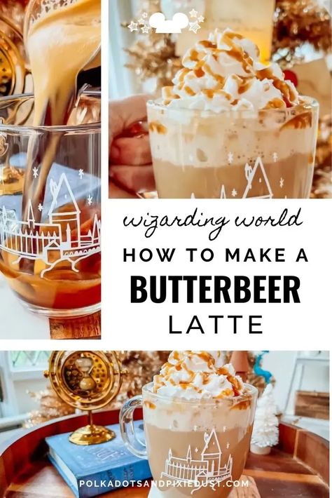 Butterbeer Coffee Syrup, Butterbeer Coffee Creamer, Iced Butterbeer Coffee, Butter Beer Coffee Recipe, Butter Beer Coffee, Butterbeer Coffee Recipe, Hot Butterscotch Drink, Fall Espresso Drink Recipes, Fall Coffee Drink Ideas