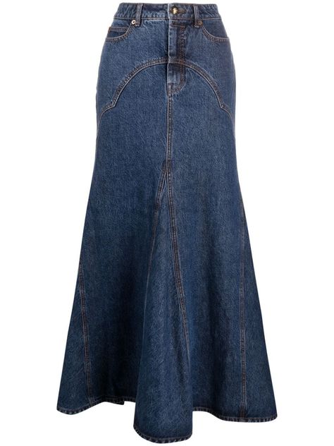 Maxi Skirt Blue, Long Jean Skirt, High Waisted Denim Skirt, Denim Skirt Outfits, Long Denim Skirt, Denim Skirt Women, Denim Maxi, List Ideas, Denim Maxi Skirt