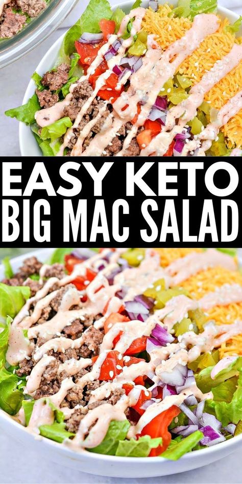 Keto Big Mac Salad, Cheeseburger Salad Recipe, Keto Big Mac, Mac Salad Recipe, Cheeseburger Salad, Big Mac Sauce Recipe, Keto Cheeseburger, Mac Sauce Recipe, Big Mac Sauce