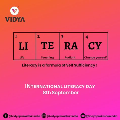 "With literacy and knowledge, you can remove the darkness in mind and enlighten it for a brighter future" Every year, 8th September is observed as International Literacy Day and highlights the importance of literacy by creating more awareness around it. Together we can change this #world by making everyone literate, by making everyone educated Wishing a very Happy #International Literacy Day . . . #literacy #education #reading #books #learning #literacymatters #teachersofinstagram #bookstagram World Literacy Day, Importance Of Literacy, International Literacy Day, Literacy Day, Forest Aesthetic, Reading Time, Reading Books, Together We Can, The Darkness