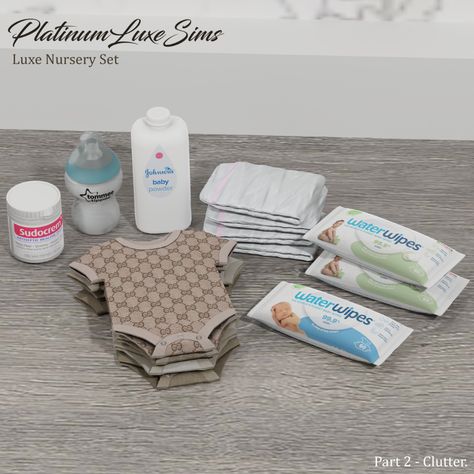 PlatinumLuxeSims — | Luxe Nursery Set - Part 2 |          (Clutter)... Sims 4 Cc Mods Infants, Sims 4 Cc Hood Furniture, Sims 4 Diaper Bag Cc, Sims 4 Dresser Room Cc, Sims 4 Cc Wardrobe Clutter, Sims 4 Baby Clutter, Sims 4 Infant Furniture Cc, Sims 4 Cc Infant Furniture, Baby Cc Sims 4