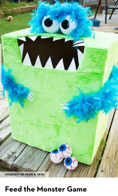 Diy Halloween Party Games, Halloween Party Games For Kids, Feed The Monster, Diy Halloween Party, Fun Halloween Party Games, Party Games For Kids, Fun Halloween Games, Diy Halloween Games, Monster Halloween