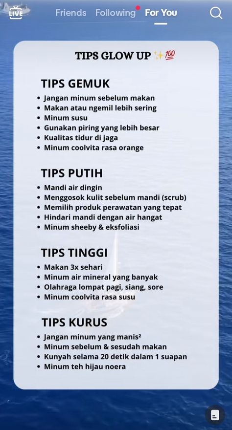 Tips Gemuk Sehat, Tips Gemuk Badan, Tips Putihkan Badan, Tips Putih, Recommended Skin Care Products, Beautiful Skin Care, Skin Care Tutorial, Healthy Diet Tips, Abs Workout Routines